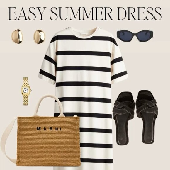 Lulu’s Black & Cream Striped Mini Dress Nautical Coastal Preppy Cotton Coastal - Picture 9 of 9
